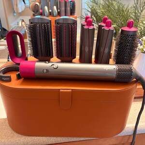 Dyson Airwrap Complete Styler in Fuchsia/Nickel with Leather Storage Case